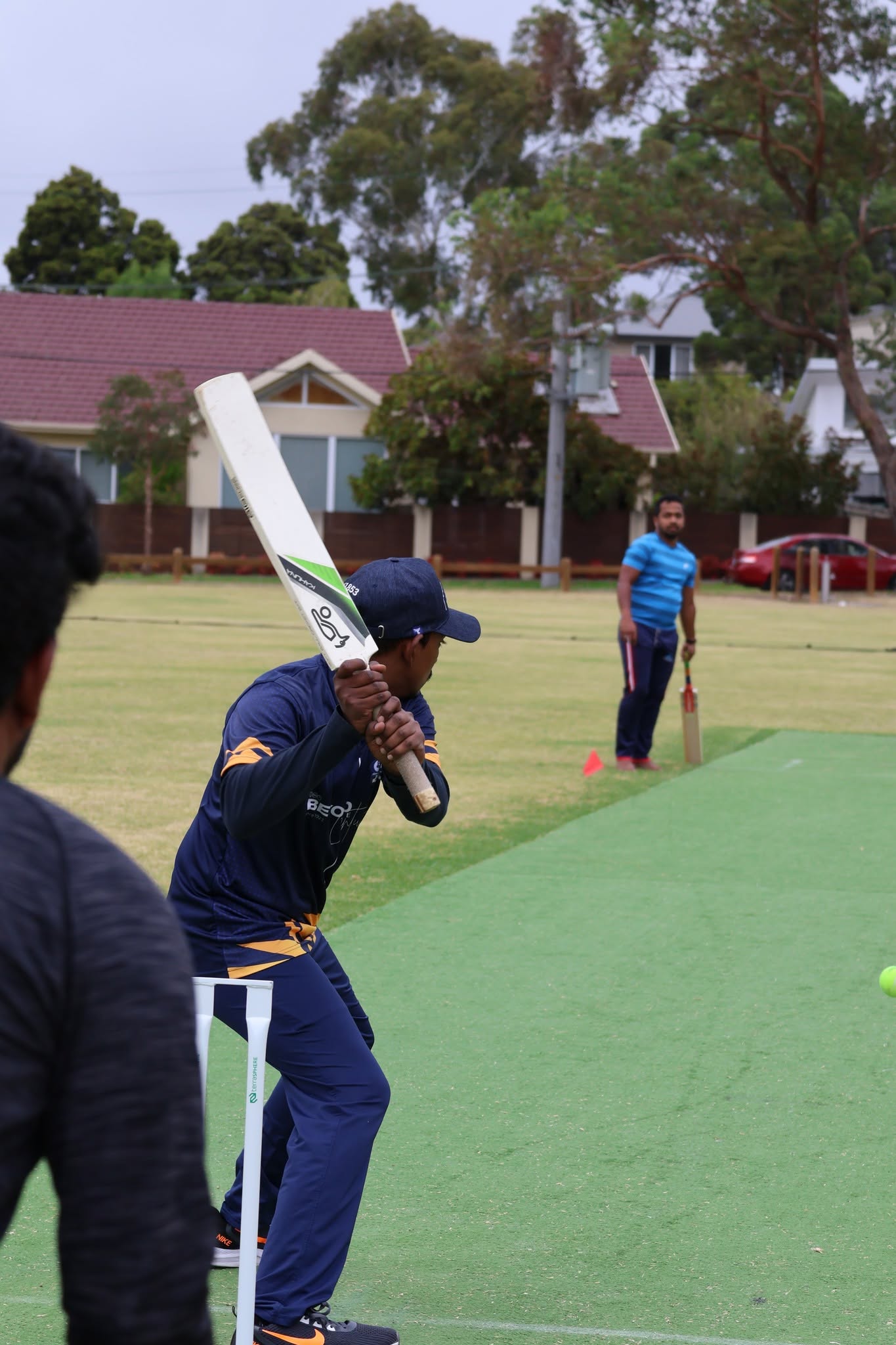 Cricket stumps on the pitch at the SLGS Cricket Fiesta 2025